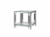 Журнальный столик Stool Group ГЭТСБИ 55*55 Прозрачное стекло/Сталь серебро  - фото №1