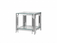 Журнальный столик Stool Group ГЭТСБИ 55*55 Прозрачное стекло/Сталь серебро  - фото №1