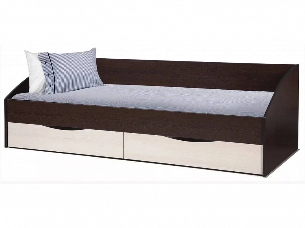 Кровать Фея - 3 одинарная симметричная (900х2000) венге/дуб линдберг - фото №1