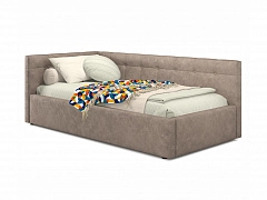 Односпальная кровать-тахта Bonna 900 кожа латте с подъемным механизмом - фото №1