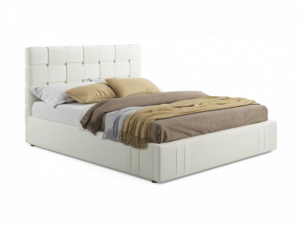 Мягкая кровать Tiffany 1600 беж с ортопедическим основанием с матрасом PROMO B COCOS - фото №1