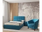 Мягкая кровать Selesta 1200 синяя с подъем.механизмом с матрасом ГОСТ - фото №3