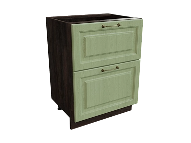 Шкаф Н602 с 2-мя ящиками Ницца ДБК/ДУБ/ОЛИВ Ф42 - фото №1, 888_ММК-00017683