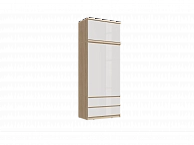Челси Шкаф 2-х створчатый комбинированный + антресоль к шкафу 900 (Белый глянец, Дуб Сонома) - фото №1