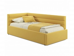 Мягкая кровать Aura 900 желтая с подъемным механизмом - фото №1