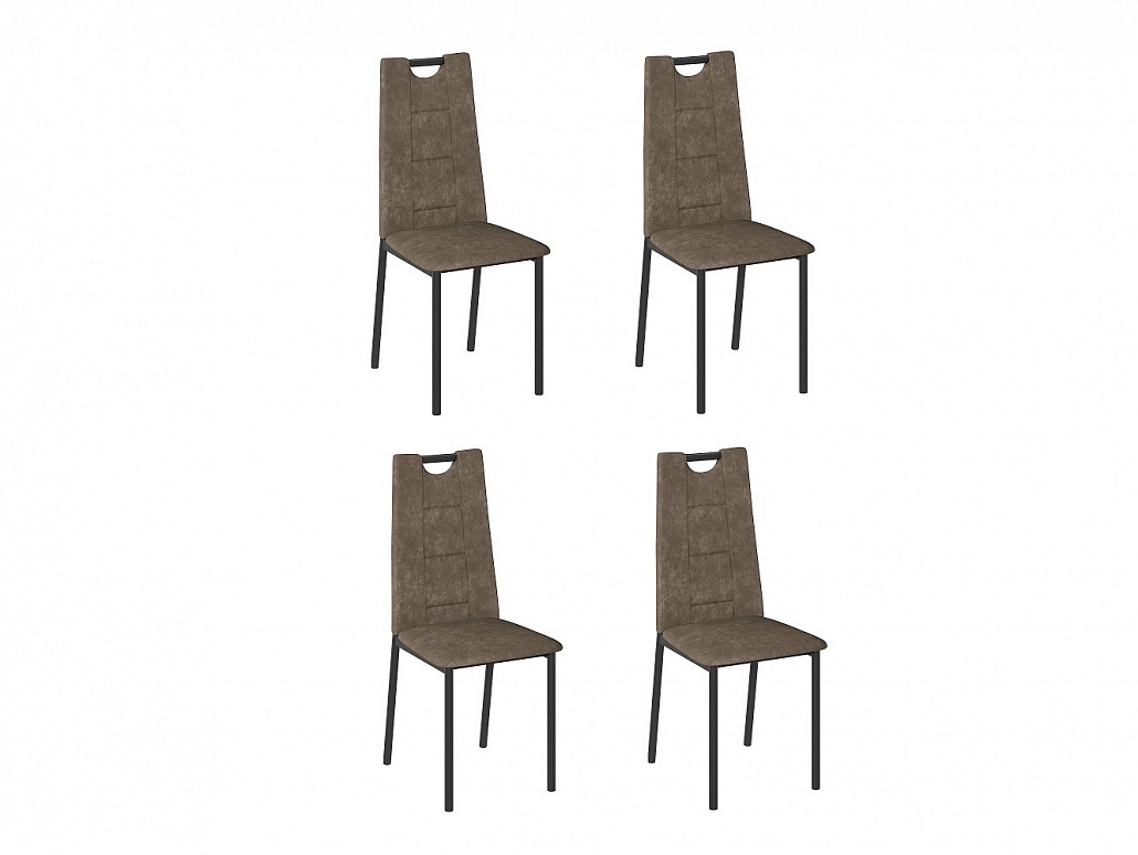 Комплект стульев Орлеан (4 шт), черный велюр коричневый - фото №1