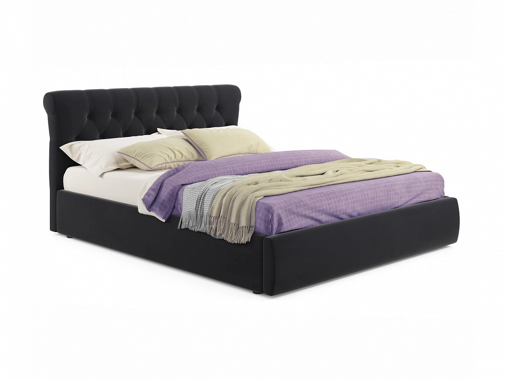 Мягкая кровать Ameli 1400 темная с подъемным механизмом с матрасом PROMO B COCOS - фото №1