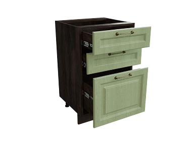 Шкаф Н503 с 3-мя ящиками Ницца ДБК/ДУБ/ОЛИВ Ф33 - фото №1, 888_ММК-00017678