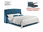 Мягкая кровать "Stefani" 1600 синяя с подъемным механизмом с орт.матрасом PROMO B COCOS - фото №3