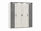 Техно Шкаф четырехстворчатый с комбинированными дверями (Дуб Крафт белый) - фото №2