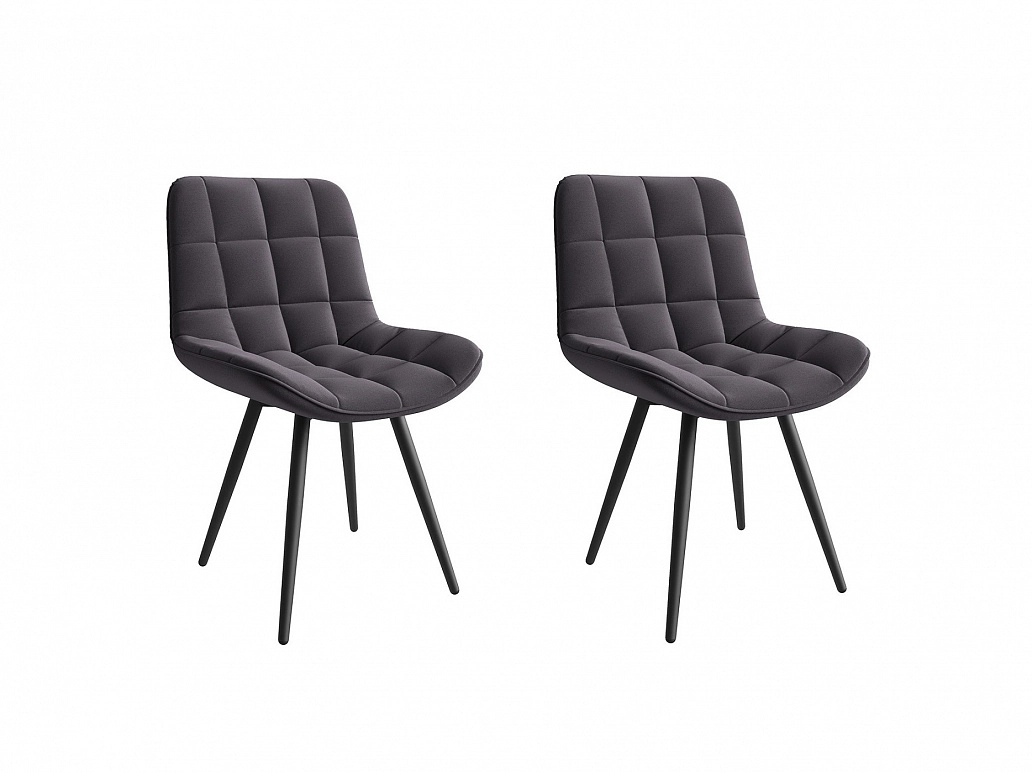 Комплект стульев Бруно (2 шт), черный велюр графит - фото №1