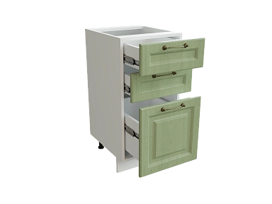 Шкаф Н403 с 3-мя ящиками Ницца БЕЛ/ДУБ/ОЛИВ Ф23 - фото №1, 888_ММК-00016201