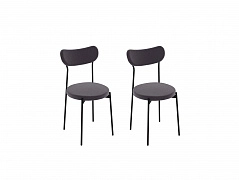 Комплект стульев Стивен (2 шт), черный велюр графитовый - фото №1