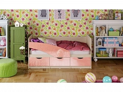 Детская кровать Бабочки 80х180, розовый металл - фото №1
