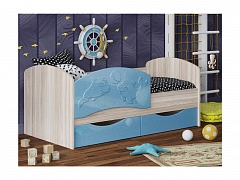 Детская кровать Дельфин-3 МДФ голубой, 80х160 - фото №1