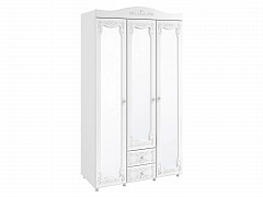 Шкаф 3-х дверный с ящиками и зеркалами Италия ИТ-58 белое дерево - фото №1, 49030