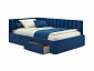 Мягкая кровать-тахта Milena 1200 синяя c ящиками - фото №2