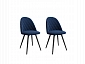 Комплект стульев Диор (2 шт), черный велюр синий - фото №2