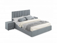 Мягкая кровать с тумбами Olivia 1600 серая с подъемным механизмом - фото №1, mebel_stock_4710