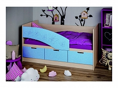 Детская кровать Бемби-8 МДФ, 80х160 (Голубой металлик, Ясень шимо светлый) - фото №1