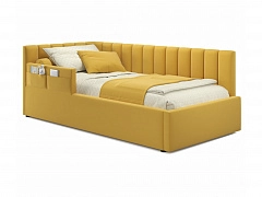 Мягкая кровать Milena с бортиком 900 желтая с подъемным механизмом - фото №1, mebel_stock_20056