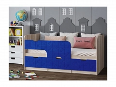 Детская кровать Юниор-9, 80х160 (Темно-синий металлик, Ясень шимо светлый) - фото №1