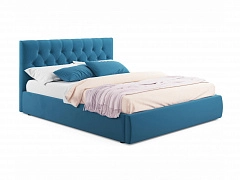 Мягкая кровать Verona 1400 синяя с подъемным механизмом - фото №1