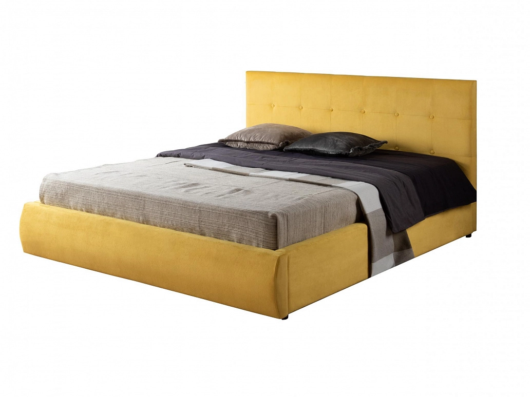 Мягкая кровать "Selesta" 1400 желтая с подъемным механизмом - фото №1