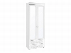 Шкаф 2-х дверный с зеркалами и ящиками (гл.410) Монако МН-45 белое дерево - фото №1, 48995