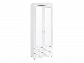 Шкаф 2-х дверный с зеркалами и ящиками (гл.410) Монако МН-45 белое дерево - фото №1