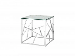 Журнальный столик Stool Group АРТ ДЕКО 55х55 Прозрачное стекло/Сталь серебро  - фото №1