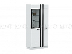 Магнолия Шкаф со стеклом высокий, белый глянец - фото №1, mdmMF-000042363