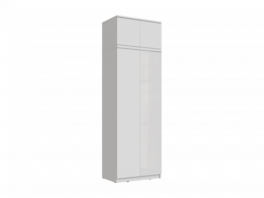 Челси Шкаф 2-х створчатый платяной + антресоль к шкафу 800 (Белый глянец, Белый) - фото №1