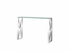 Консоль Stool Group КРОСС 115х30 Прозрачное стекло/Сталь серебро  - фото №1