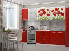 Кухня МДФ 2000 с фотопечатью Маки красные - фото №1, mdmMF-000007141