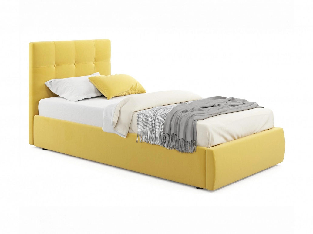 Мягкая кровать Selesta 900 желтая с подъем.механизмом с матрасом PROMO B COCOS - фото №1