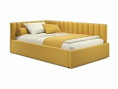 Мягкая кровать Milena 1200 желтая с подъемным механизмом - фото №1