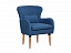 Кресло мягкое Оливер, синий/бук, микровелюр - миниатюра