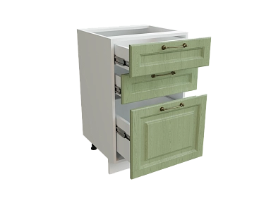 Шкаф Н503 с 3-мя ящиками Ницца БЕЛ/ДУБ/ОЛИВ Ф33 - фото №1, 888_ММК-00016205