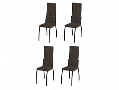 Комплект стульев Юджин (4 шт), черный велюр бурый - фото №1