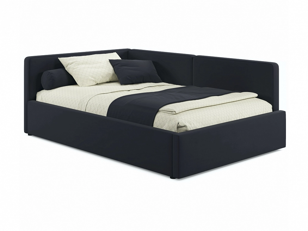 Мягкая кровать-тахта Kapri 1200 черная c подъемным механизмом - фото №1