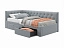 Односпальная кровать-тахта Afelia с ящиками 900 серая с ортопедическим основанием, велюр - миниатюра