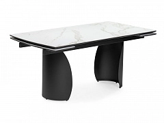 Готланд 160(220)х90х79 белый мрамор / черный Керамический стол - фото №1, Woodville16639