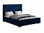 Кровать без основания Мирабель 160х200, синий, велюр - миниатюра