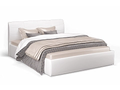 Кровать с подъемным механизмом Ривьера 160х200, экокожа белая - фото №1