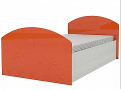 Юниор-2 Детская кровать 80, металлик (Оранжевый металлик, Дуб белёный) - фото №1
