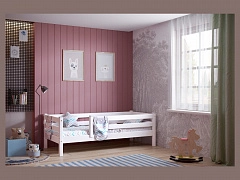 Кровать Соня (вариант 3) с защитой по периметру, белый - фото №1, mdm1a705