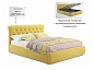 Мягкая кровать Ameli 1600 желтая с подъемным механизмом с матрасом АСТРА - фото №3