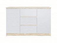 Челси Комод 1200 (2 двери 3 ящика) (Белый глянец, Дуб Сонома) - фото №1