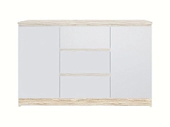Челси Комод 1200 (2 двери 3 ящика) (Белый глянец, Дуб Сонома) - фото №1, mdmMF-000084946